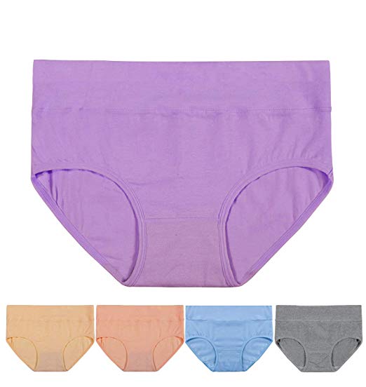 Annenmy 5 Pack Women's Cotton Underwear Soft Brief Panties Comfort Mid Waist Panties