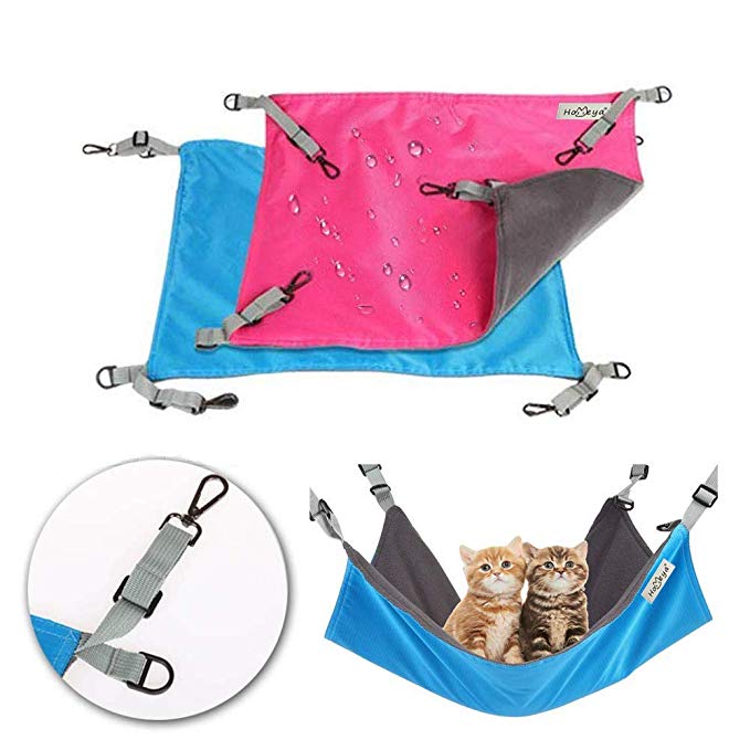 Metacrafter Pet Hammock Hamster Hanging Toy, Small Pet Pad Bed for Guinea Pig,Chinchilla,Kitten,Cat,Ferret,Mice,Rabbit,Squirrel Playing Cozy Spot-Waterproof Reversible 2 Sides -Use with Crate or Cage