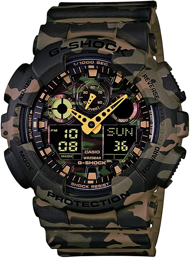 Casio Men's GA-100 XL Series G-Shock Quartz 200M WR Shock Resistant Watch, Woodland Camouflage (Model: GA-100CM-5ACR)