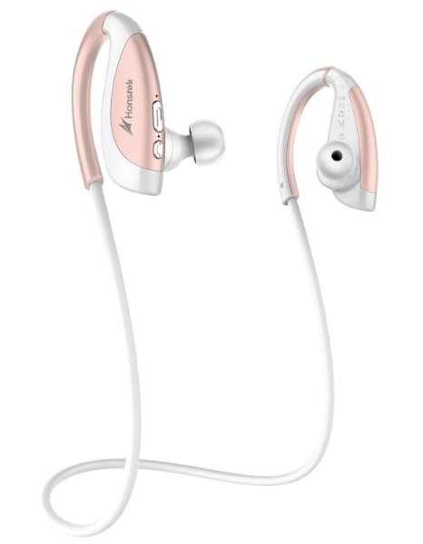 Bluetooth Headphones Honstek H5 Wireless 4.1 Stereo Earbuds Sports/Running with Mic for iPhone/Samsung Galaxy/Android Phones(white/rose gold)