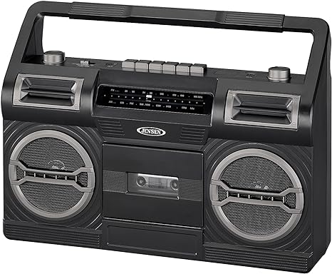 JENSEN MCR-500 Portable AM/FM Radio with Cassette Player/Recorder and Built-in Speakers