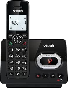 VTech CS2050 Téléphone sans Fil avec répondeur, Mode Eco , téléphone pour Personnes âgées, téléphone sans Fil, Blocage d'appel, Fonction Mains Libres, Grosses Touches, Affichage 1 Ligne, Noir