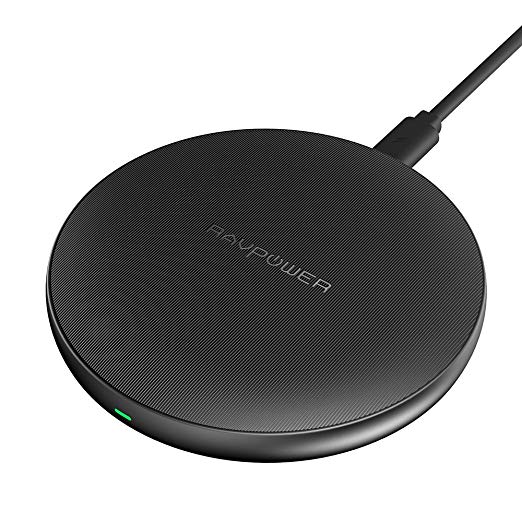 Qi Wireless Charging Pad RAVPower Qi Certified Ultra-Safe Wireless Charger Compatible iPhone Xs MAX, XS,XR, X 8 Plus 8, Galaxy S9 S8  S8 & All Qi-Enabled Devices (AC Adapter Not Included) (Black)