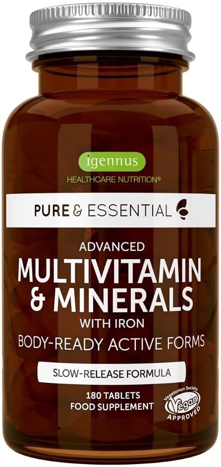 Advanced Womans's Multivitamin, Methylated Folate, Clean Label & Vegan, With Iron, Clean Label, Non-GMO, Sustained Release, 180 Tablets, By Igennus