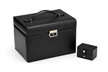 Vlando Women Jewelry Box Organizer, Vintage Gift Case (Black)