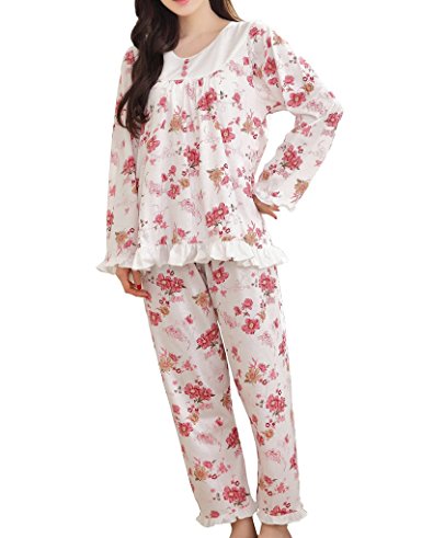MyFav Big Girl Peony Rose Pajama Sets Winter Sleepwear Florals Nighty Homewear