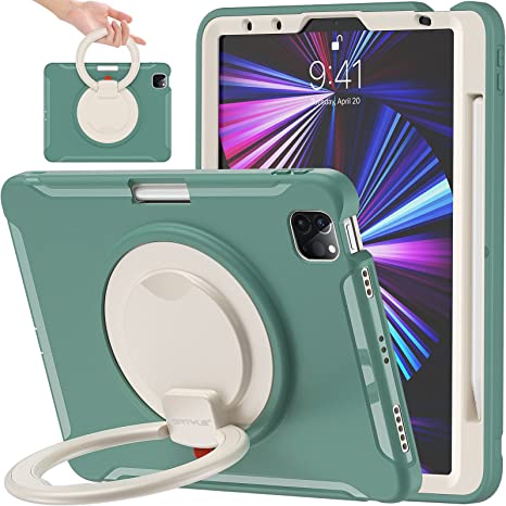 BATYUE iPad Air 5th/4th Generation Case 10.9 inch (2022/2020), iPad Pro 11" 4th/3rd/2nd/1st Gen Case (2022/2021/2020/2018), with Pencil Holder Kickstand (Emerald Green)