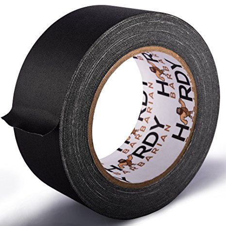 Professional Gaffers Tape by HardyBarbarian, Real Cloth Tape That is a Great Substitute for Duct Tape, 2 inch by 25 yards, Matte Black & Non reflective, Can be Torn by Hand and Made in the USA