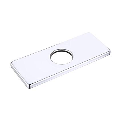 KES 6-Inch Sink Faucet Hole Cover Deck Plate Square Escutcheon for Bathroom or Kitchen Single Hole Mixer Tap, Polished Chrome, PEP2S15