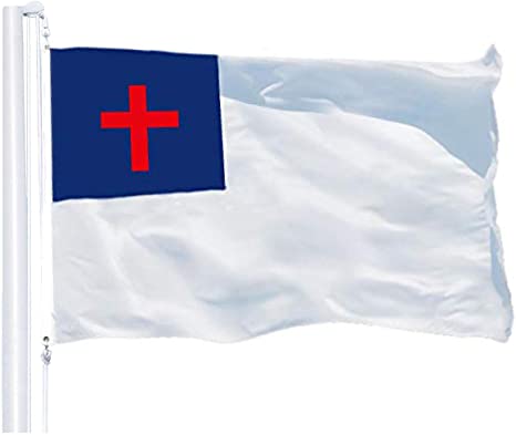 G128 – Christian Flag | 3x5 feet | Printed 150D – Indoor/Outdoor, Vibrant Colors, Brass Grommets, Quality Polyester, Much Thicker More Durable Than 100D 75D Polyester