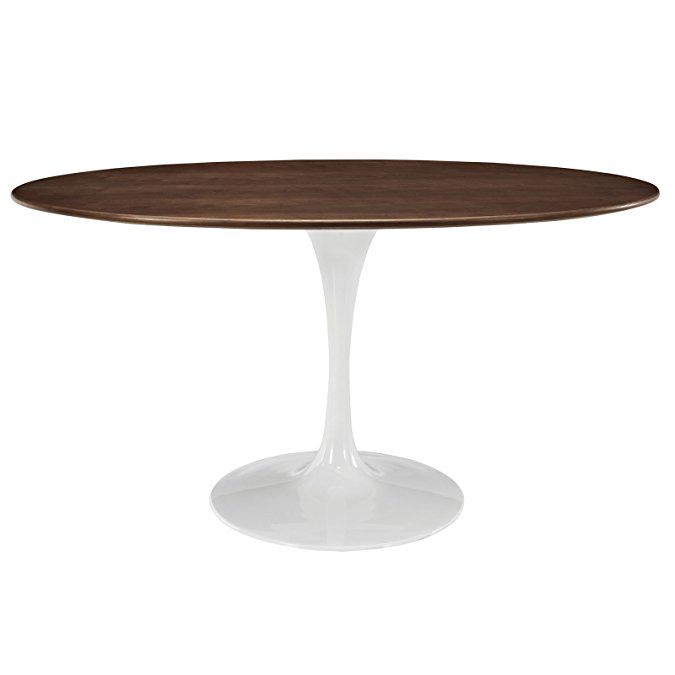 Modway Lippa 60" Oval-Shaped Walnut Dining Table in Walnut
