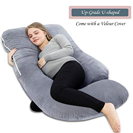 INSEN Full Body Pregnancy Pillow,U Shaped Maternity Pillow for Pregnant Women with Velour Body Pillow Cover