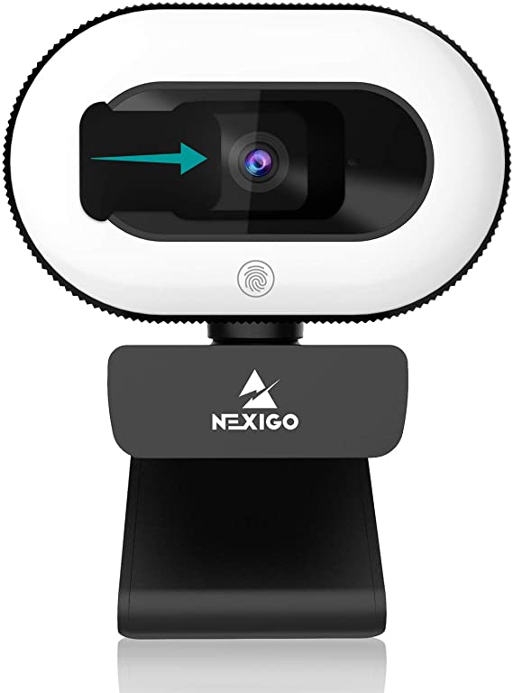 NexiGo StreamCam N930E, 1080P Streaming Webcam with Ring Light and Privacy Cover, Auto-Focus, Plug and Play, Web Camera for Online Learning, Zoom Meeting Skype Teams, PC Mac Laptop Desktop Computer