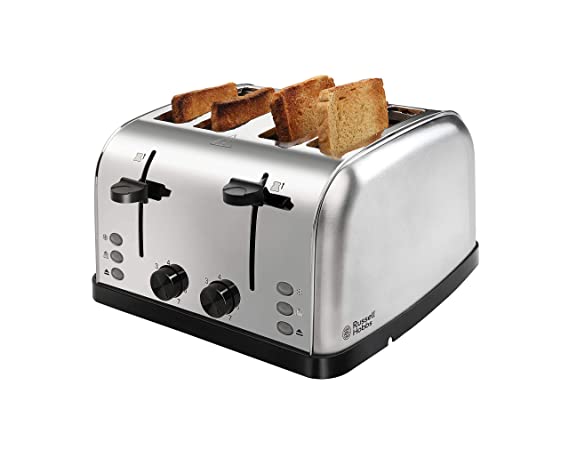 Russell Hobbs 18790 1250/1500 Watt Premium Stainless Steel 4 Slice Automatic Pop-up Toaster with 2 Year Manufacturer Warranty