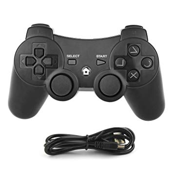 JAMSWALL PS3 Controller Wireless,Bluetooth Dualshock3 Gamepad Joystick with USB Charger Cable Cord Remote Game Accessories for PlayStation3,Black