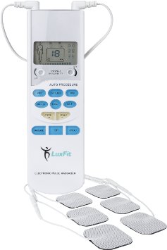 Tens Unit LuxFit Premium Portable Tens Machine EMS Electric Pulse Massager 1 Year Warranty - Great Electrotherapy Pain Management - Muscle Stimulator - Muscle Massager