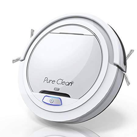 PUCRC25 Automatic Robot Vacuum Cleaner - Lithium Battery 90 Min Run Time - Robotic Auto Home Cleaning for Clean Carpet and Hardwood Floor Dry Mopping - HEPA Pet Hair Allergies Friendly - Pure Clean