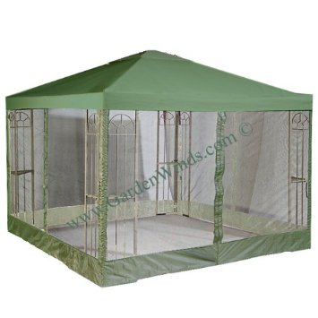Garden Winds 10' x 10' Single Tiered Replacement Gazebo Canopy and Netting Set - GREEN