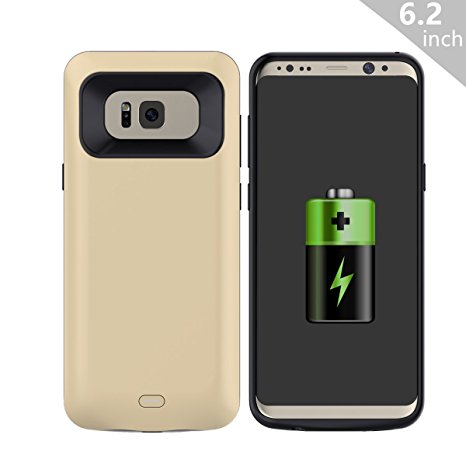 COOFUN Samsung Galaxy S8 Plus S8  Charger Battery Case, 5500mAh Ultra Slim Rechargeable Portable External Backup Battery Pack-Charger Cover-Protective Case Power Bank Case (Gold)