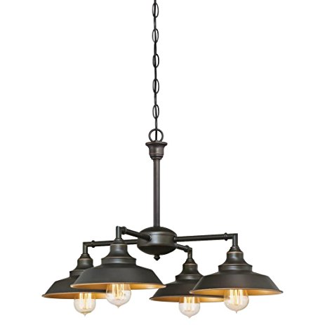 6345000 Iron Hill Four-Light Indoor Chandelier/Semi-Flush Ceiling Fixture, Oil Rubbed Bronze Finish with Highlights