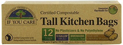 IF YOU CARE Certified Compostable Tall Kitchen Bags, 12 Count