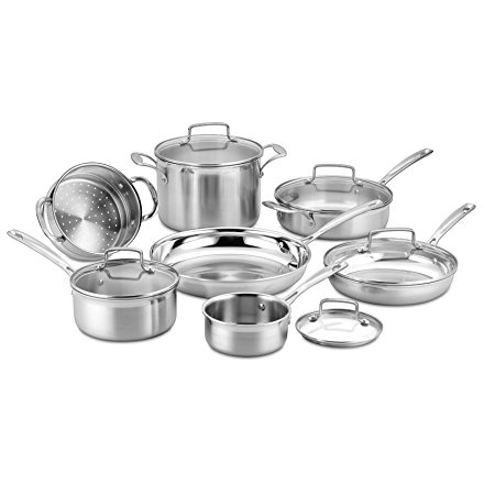 Cuisinart 12 Piece Tri-Ply Cookware Set, Multi, Stainless Steel