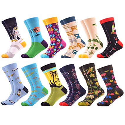 WeciBor Men's Dress Cool Colorful Fancy Novelty Funny Casual Combed Cotton Crew Socks Pack