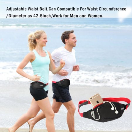 Running Belt Waist Pack,Asscom(TM) Outdoor Sweatproof Reflective Belt Waist Bag for iPhone 6S/6/6 PLUS/5s/5c/4s,Samsung Note2/3/4,S4/S5/S6. Universal Sports Waist Belt For Running,Shopping,Walking