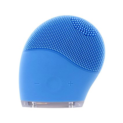Pawaca Makeup Facial Cleansing Brush,Silicone Vibrating Rechargeable Handheld Electric Waterproof Cleansing Massager for Skin Care, Polish Scrub,Anti-aging,Acid,Peels,Reduce Acne(Blue)