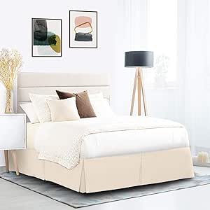 Nestl Cream Bed Skirt Cal King Size - Cal King Bed Skirt 14 Inch Drop - Brushed Microfiber Bed Skirts - Hotel Quality Pleated Bed Skirt - Shrinkage & Fade Resistant