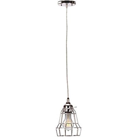 Globe Electric 1-Light 7" Vintage Hanging Caged Pendant, Oil Rubbed Bronze, Black Cord, 64172