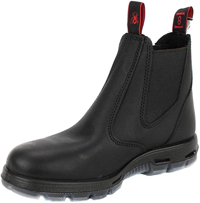 RedbacK Men's Bobcat UBBK Black Elastic Sided Soft Toe Leather Leather Work Boot