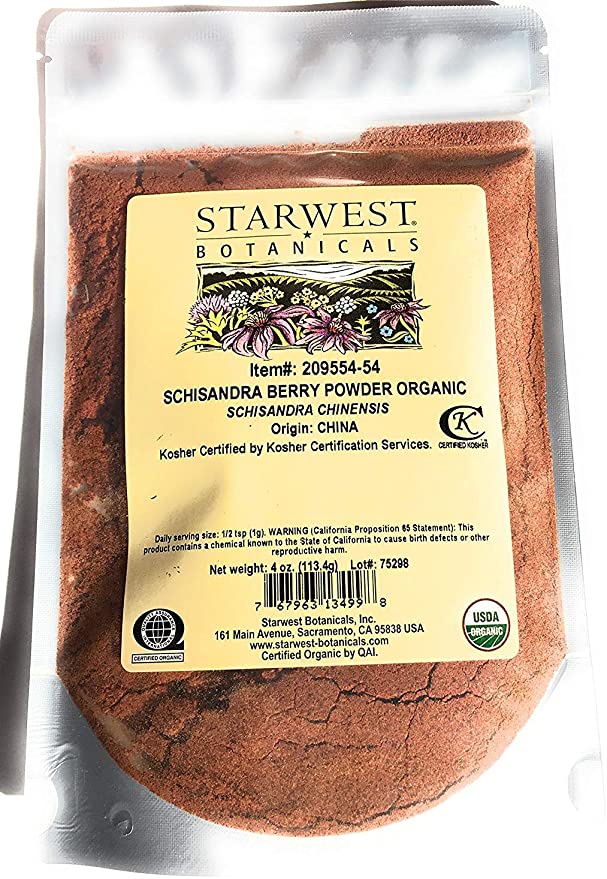 Schisandra Berry Powder Organic 4 oz StarWest Botanicals