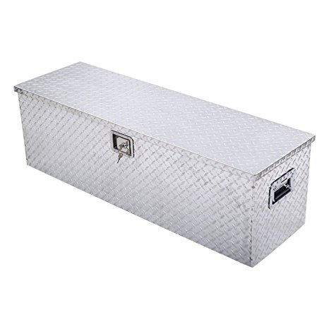 Giantex 49"x15"Aluminum Tool Box Tote Storage for Truck Pickup Bed Trailer Tongue W/Lock