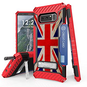 Galaxy Note 8 Case, Spots8 Dual Layer Hybrid Armor High Impact Bumper Protection Phone Cover With Screen Protector Phone Strap Built in kickstand Card Slot Union Jack British Flag