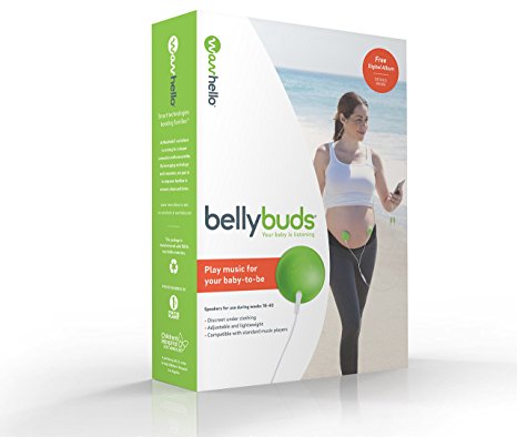 BellyBuds, Baby-Bump Headphones | Prenatal Bellyphones Pregnancy Speaker System Plays Music, Sound and Voices to the Womb, by WavHello