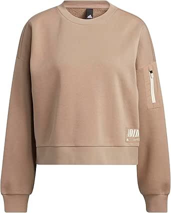 Adidas Women's Crew 2 Pullover Sweatshirt, Chalky Brown, Small