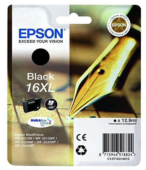 Epson C13T16314010 16 XL Series Ink Cartridges, Black, Genuine