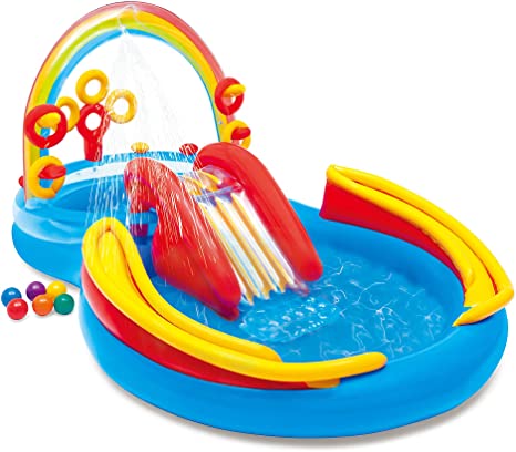 Intex Rainbow Ring Play Center - Kinder Aufstellpool - Planschbecken - 297 x 193 x 135 cm - Für 3  Jahre, Mehrfarbig