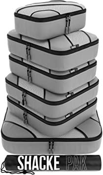Shacke Adventurer 7pcs Packing Cube - Travel Luggage packing Organizers (Grey, Set)