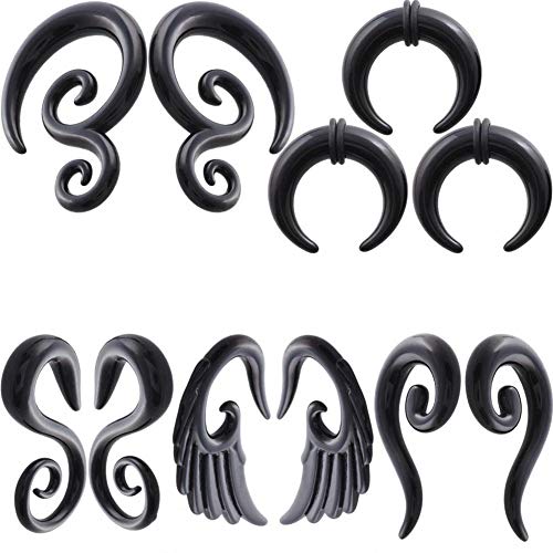 IPINK 5 Pairs Acrylic Spiral Snail Taper Plugs Tunnel Ear Stretcher Expander Kit Plugs 14-00 Gauges