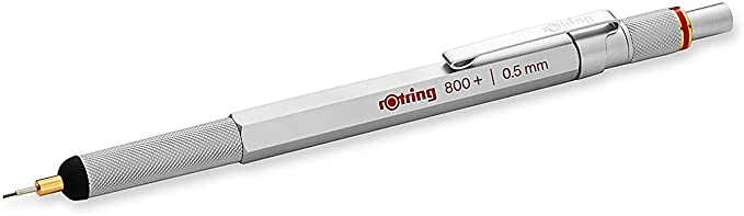 rOtring 1900183 800  Mechanical Pencil and Touchscreen Stylus, 0.5 mm, Silver Barrel