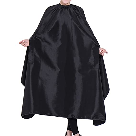 OLizee Hair Cut Hairdressing Cape Cloth Apron Stretch Out Hand Waterproof Salon Barber Gown 57 x 63", (Black)
