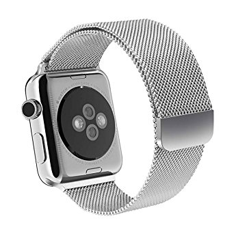Smart Watch band, Penom Fully Magnetic Closure Clasp Stainless Steel Bracelet Band for Smart Watch Sport&edition 42mm Silver