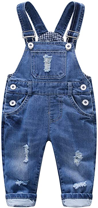 Kidscool Baby & Toddler Adjustable Ripped Fashion Jeans Overalls