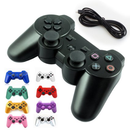 NCS Wireless Bluetooth Double Vibration Remote PS3 Controller for Playstation 3 (Black)