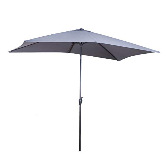 3m x 2m Aluminium Wind up Garden Parasol Sun Shade Patio Outdoor Umbrella - Choice of Colours (Grey)