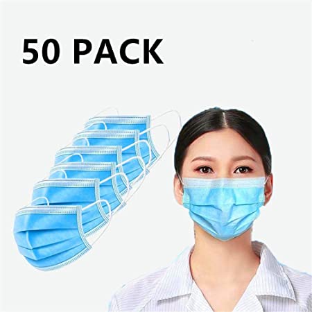 JHK Disposable Anti Dust Mäsk 50Pcs Households Sensitive To Pets Prevent Saliva Adjustable Prevention Air Pollution Pleated Blue