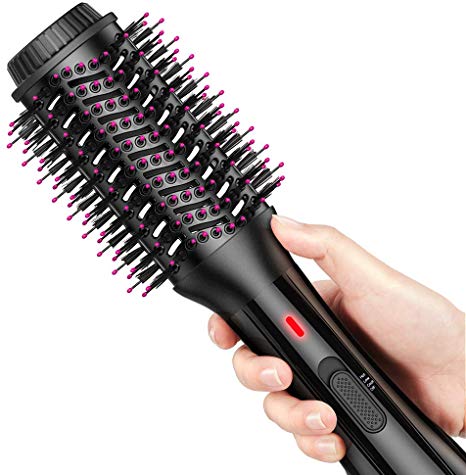 AEVO Hot Air Brush, Combination Hair Dryer Brush & Volumizer, 4-in-1 Hair Dryer, Styler, Curler, & Straightener [Salon Styling] [Ionic Dryer] [Ceramic] [Electric] [Portable] [3 Modes], Black