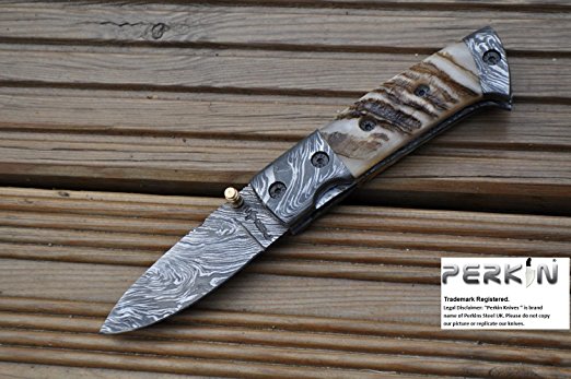 Handmade Damascus Pocket Knife - Beautiful Folding Knife